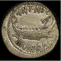 Ancient Rome (Republican) 32 ~ 31 BC Mark Antony Silver Denarius S#1479 Very Fine