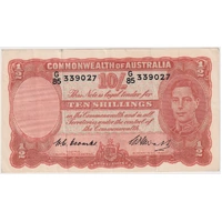 1949 Ten Shilling Coombs/Watt G/85 1st Prefix R14f Extremely Fine