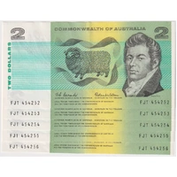1966 $2 Note Consecutive Run of 5 Coombs/Wilson R81 good EF