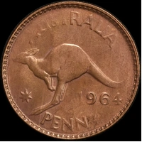 1964 Melbourne Penny Strike-through Error Uncirculated