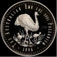1996 Palladium One Ounce Proof Coin Emu - No Box