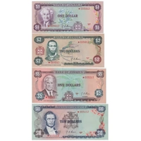 Jamaica 1977 Collectors 4 Note Specimen Set Ex Folder