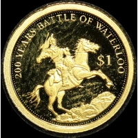 Solomon Islands 2015 Gold 1 Dollar Half Gram Coin Waterloo