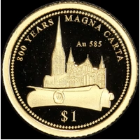 Cook Islands 2015 Gold 1 Dollar Half Gram Coin Magna Carta