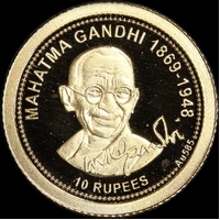 Seychelles 2013 Gold 10 Rupees Half Gram Coin Gandhi