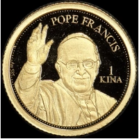 Papua New Guinea 2016 Gold 1 Kina Half Gram Coin Pope Francis