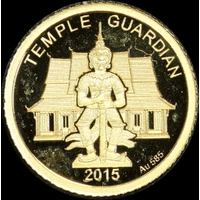 Laos 2015 Gold 500 Kip Half Gram Coin Temple Guardian