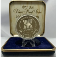 Singapore 1987 Silver Proof 10 Dollars 20th Anniversary of Asean