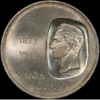Venezuela 1973 Silver 10 Bolivares Y#45 Uncirculated