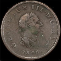 1806 Copper Halfpenny George III S#3781 Fine