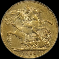 Canada 1910 Gold Sovereign KM# 14 EF / CGS 45