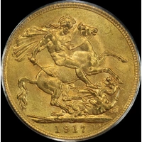 Canada 1917 Gold Sovereign KM# 20 PCGS MS61 Old Holder