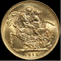 1915 Gold Sovereign George V S# 3996 Uncirculated