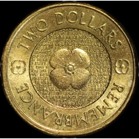 2012 2 Dollar Coin Remembrance Day Poppy Uncirculated