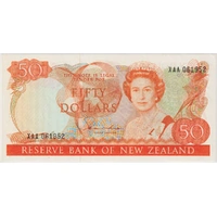 New Zealand 1983 $50 Note XAA First Prefix Uncirculated