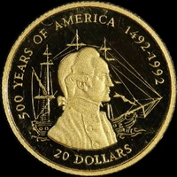 Cook Islands 1995 Gold Proof 20 Dollars  James Cook