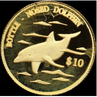 Cook Islands 2000 Gold Proof 10 Dollars  Dolphin