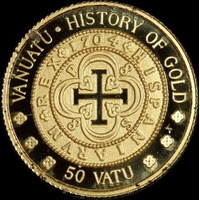 Vanuatu 1998 Gold Proof 50 Vatu  Spanish Doubloon