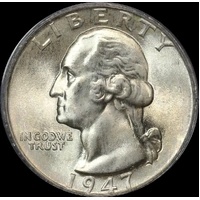 United States 1947-D Silver Washington Quarter KM# 164 PCGS MS66