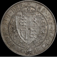 1898 Silver Half Crown Victoria S#3938 Extremely Fine
