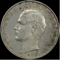 German States (Bavaria) 1909 Silver 3 Mark Otto KM#996 good EF