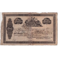 Royal Bank of Australia (Sydney) ca 1842 1 Pound Unissued Note Form MVR# 1 Very Good