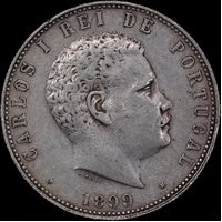 Portugal 1899 Silver 1000 Reis KM#540 good VF