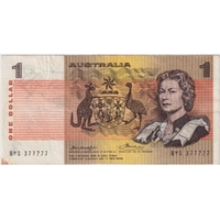 1976 $1 Note Gothic Centre Knight/Wheeler R76A 1 Off Solid Serial Very Fine