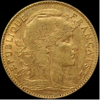 France 1907 Gold 10 Franc KM# 846 Extremely Fine