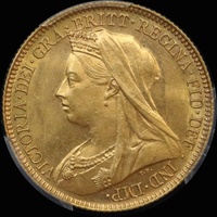 1897 Sydney Veiled Head Half Sovereign Unc (PCGS MS62)