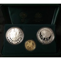 Sydney 2000 Olympic Gold and Silver 3 Proof Coin Set #3 Dedication II