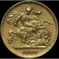 1897 Sydney Veiled Head Half Sovereign Very Fine