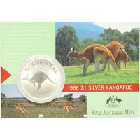 1998 One Dollar Silver Kangaroo Unc Coin Bouncing Joey