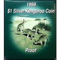 1999 Silver 1 Dollar Proof Coin Two Kangaroos