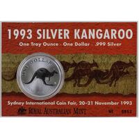 1993 One Dollar Silver Kangaroo Unc Coin Sydney Coin Fair