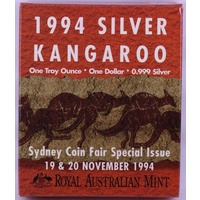 1994 One Dollar Silver Kangaroo Unc Coin Fair 1994 Flying Joey