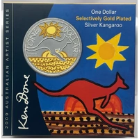 2009 Silver 1 Dollar Proof Coin Kangaroo Gold Plated Ken Done