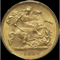 1899 Melbourne Veiled Head Half Sovereign Choice Unc (PCGS MS64)