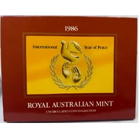 1986 Uncirculated Mint Coin Set Year Of Peace