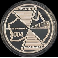 2004 Silver 5 Dollar Proof Coin Adelaide To Darwin Railway