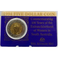 1994 Five Dollar Uncirculated Bi-Metallic Coin Enfranchisement of Women