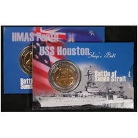 2002 5 Dollar Unc Coin Pair - Battle of Sunda Strait USS Houston and HMAS Perth