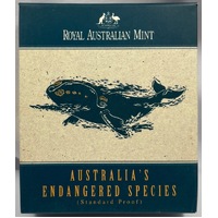 1996 Silver 10 Dollar Proof Coin Southern Right Whale