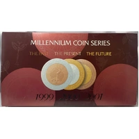 1999 - 2001 10 Dollar Proof Coin Trio Past Present Future Millennium