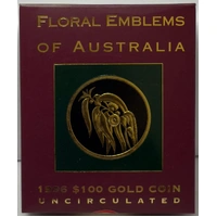 1996 Gold 100 Dollar Unc Coin Floral Emblems - Blue Gum