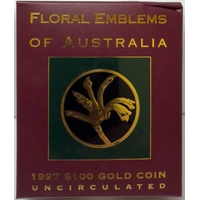 1997 Gold 100 Dollar Unc Coin Floral Emblems Kangaroo Paw