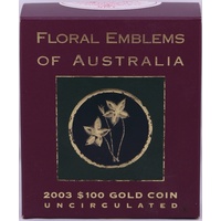 2003 100 Dollar Unc Gold Coin Floral Emblems - Royal Blue Bell