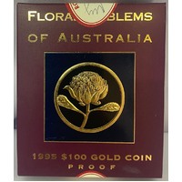 1995 Gold 100 Dollar Proof Coin - Floral Emblems Waratah