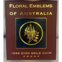 1998 Gold 100 Dollar Proof Coin Floral Emblems Sturt Desert Pea