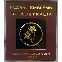 2003 Gold 100 Dollar Proof Coin - Floral Emblems Royal Blue Bell